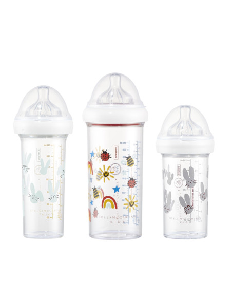 Bees and rabbits by SMC - Set of 3 baby bottles - Le Biberon Français